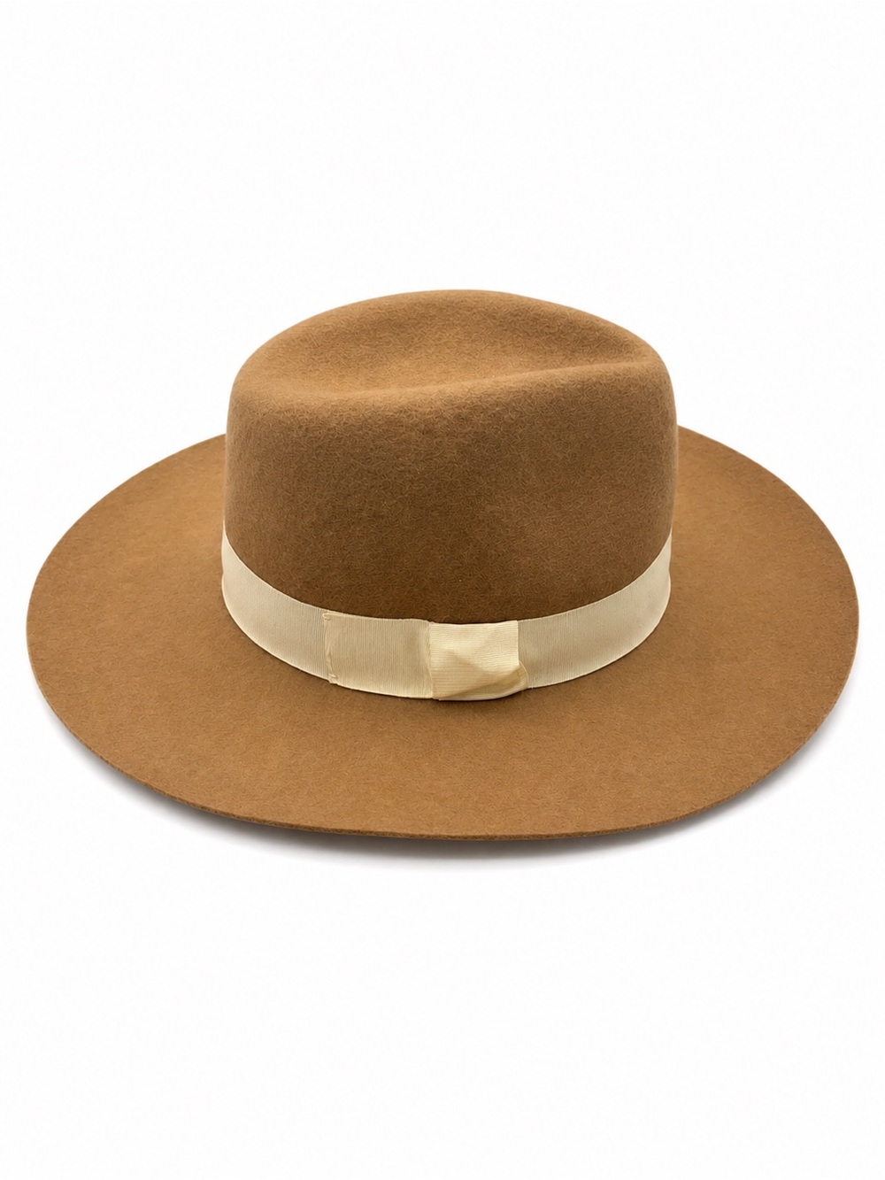 Nordstrom Tan Wool Fedora Hat  with Cream Trim